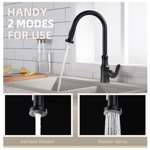 Angle Simple Faucet Spray Head Matte Black, Angle Simple Replacement Pull Down Sprayer, Sink Faucet Nozzle Sprayer with Stream and Spray Mode - Image 3