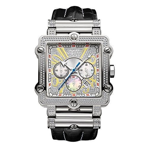 JBW Men's Luxury Phantom 1.00 ctw Diamond Chronograph Wrist Watch with Leather Band - Image 5