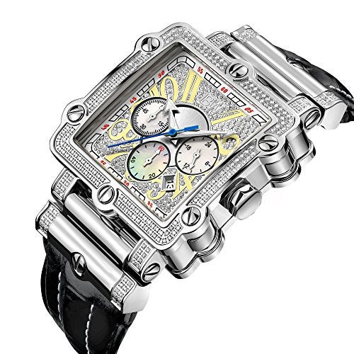JBW Men's Luxury Phantom 1.00 ctw Diamond Chronograph Wrist Watch with Leather Band - Image 2