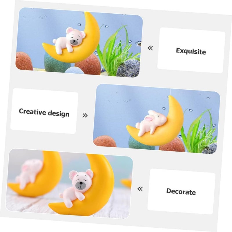 VAYINATO ® ألعاب حوض السمك العائمة على شكل نصف قمر للحيوانات الأليفة، حوض سمك صغير، زينة جذابة ولطيفة، ديكورات ريزين مصغرة (أصفر) من بيتزلايف وورلد (2 قطعة) - Image 2