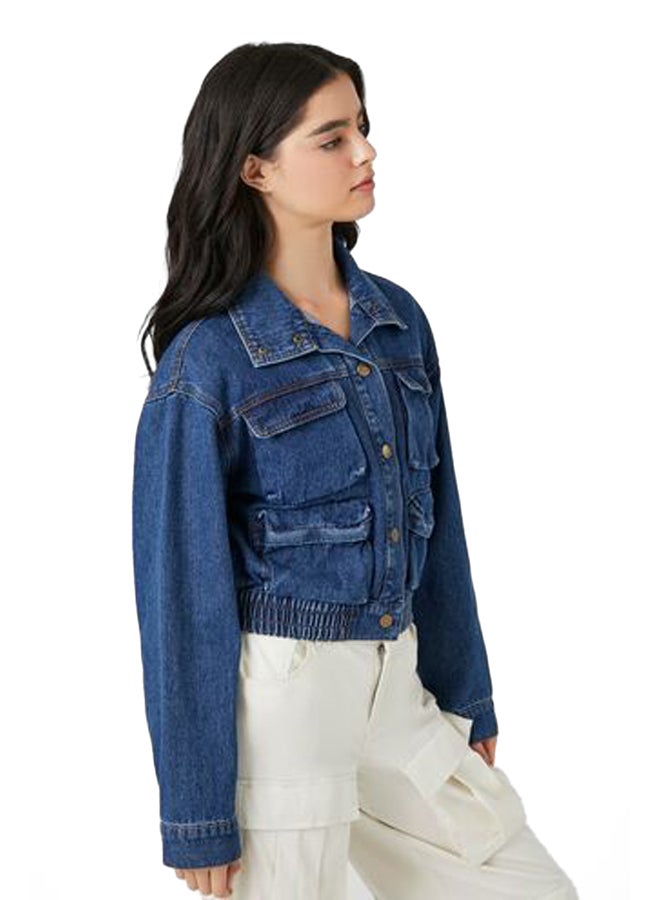 FOREVER 21 Snap-Button Denim Trucker Jacket - Image 3