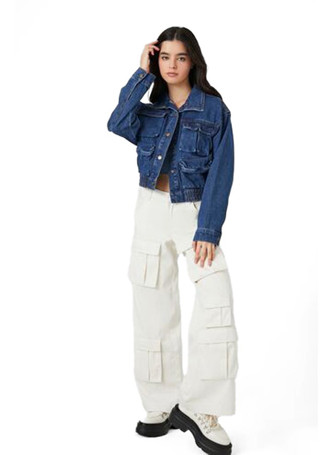 FOREVER 21 Snap-Button Denim Trucker Jacket - Image 5