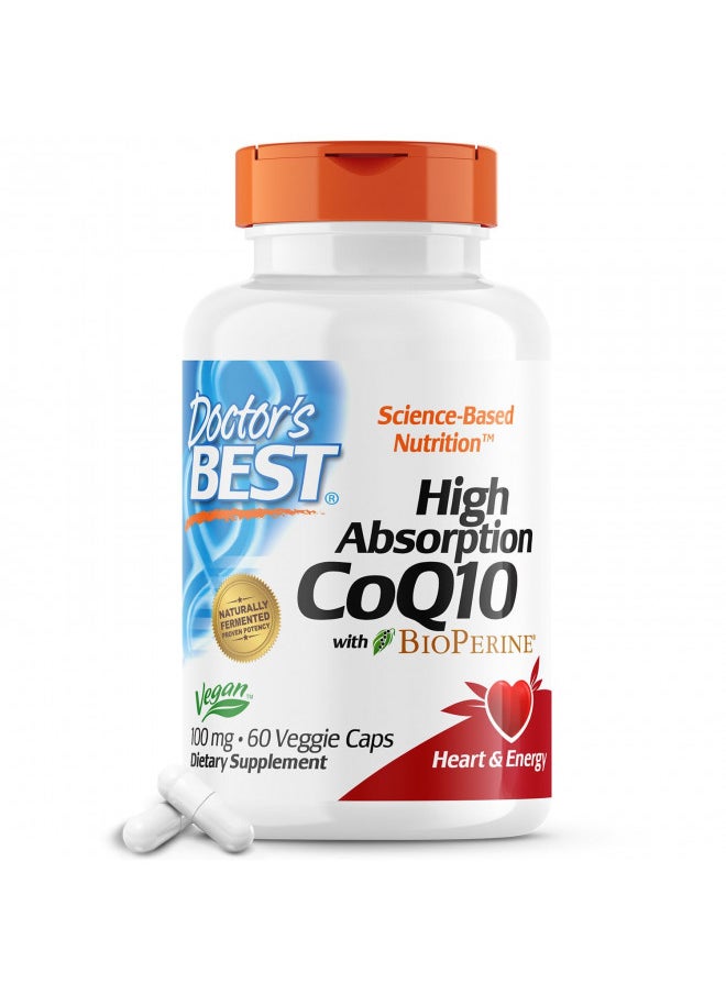 Doctor's BEST - High Absorption CoQ10 with BioPerine, Vegan, Gluten Free, Naturally Fermented, Heart Health & Energy Production, 100 mg 60 Veggie Caps - Image 1