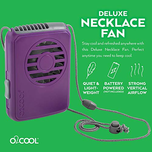 O2COOL Battery Powered Deluxe Necklace Fan For Personal Cooling With Adjustable Lanyard (Purple) - Image 2