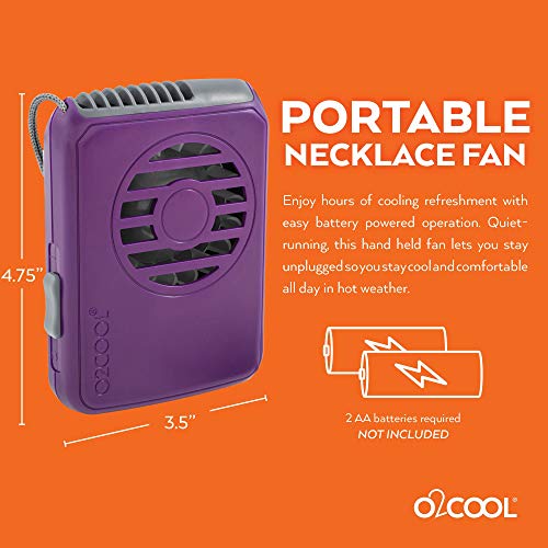 O2COOL Battery Powered Deluxe Necklace Fan For Personal Cooling With Adjustable Lanyard (Purple) - Image 5