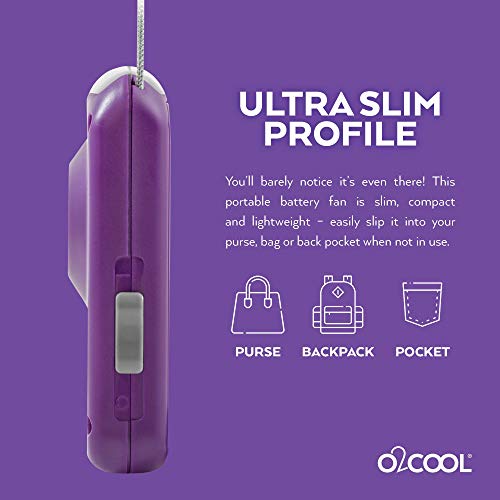 O2COOL Battery Powered Deluxe Necklace Fan For Personal Cooling With Adjustable Lanyard (Purple) - Image 4