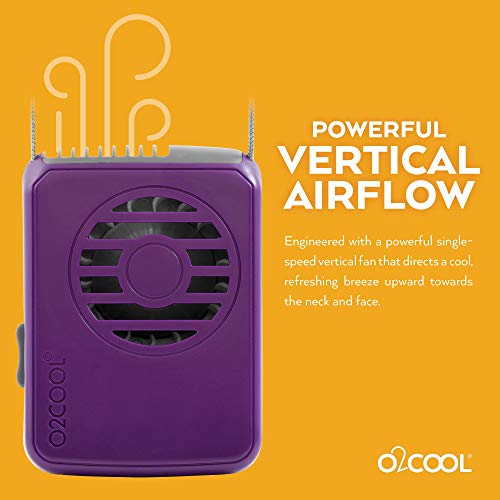 O2COOL Battery Powered Deluxe Necklace Fan For Personal Cooling With Adjustable Lanyard (Purple) - Image 3