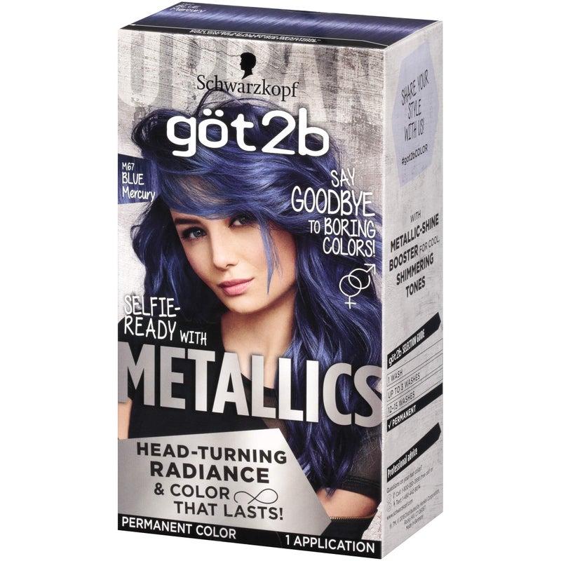 got2b Metallics Permanent Hair Dye, Blue Mercury M67, Hair Color for Women & Men, Formulated with Metallic-Shine Booster for Cool, Shimmering Tones, Lasts Up to 30 Washes, 1 Kit - Image 1
