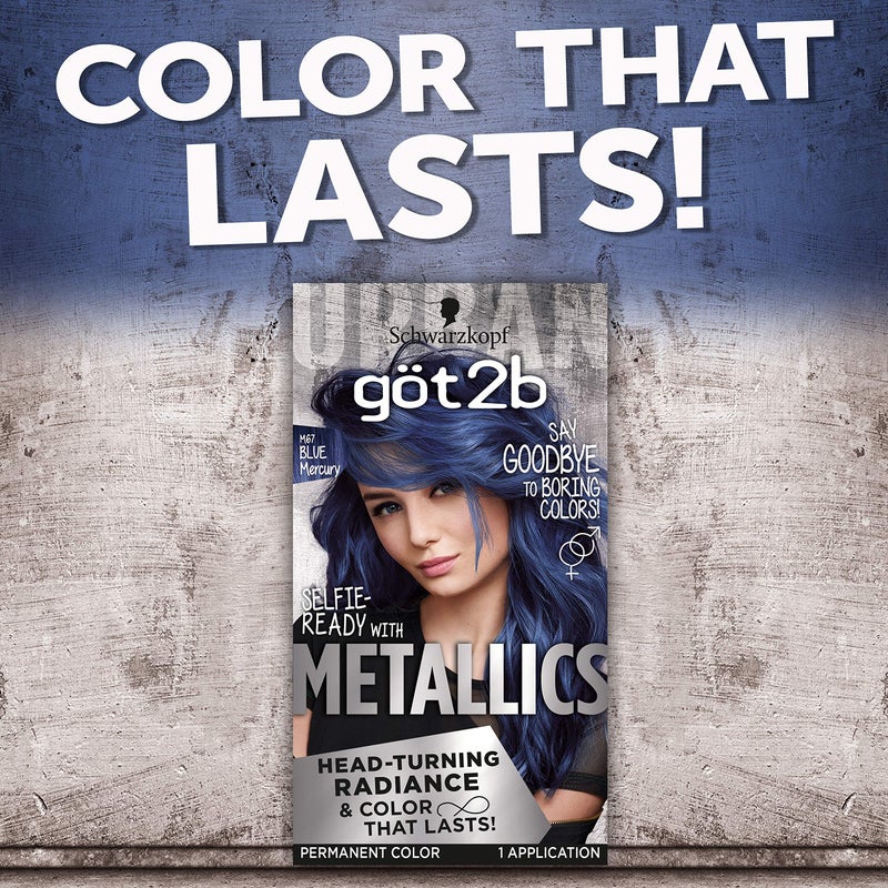 got2b Metallics Permanent Hair Dye, Blue Mercury M67, Hair Color for Women & Men, Formulated with Metallic-Shine Booster for Cool, Shimmering Tones, Lasts Up to 30 Washes, 1 Kit - Image 3