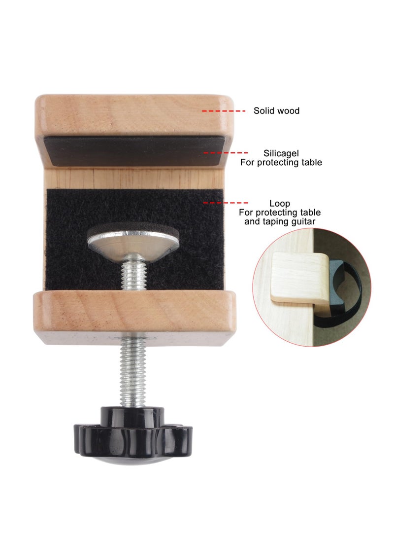SYOSI Wooden Guitar Stand Holder, Portable Neck Rest Cradle Adjustable Desk Edge Clamp Fits Table Tops up to 3.5cm Thick, Holds Single Acoustic, Electric Guitar, Bass - Image 4