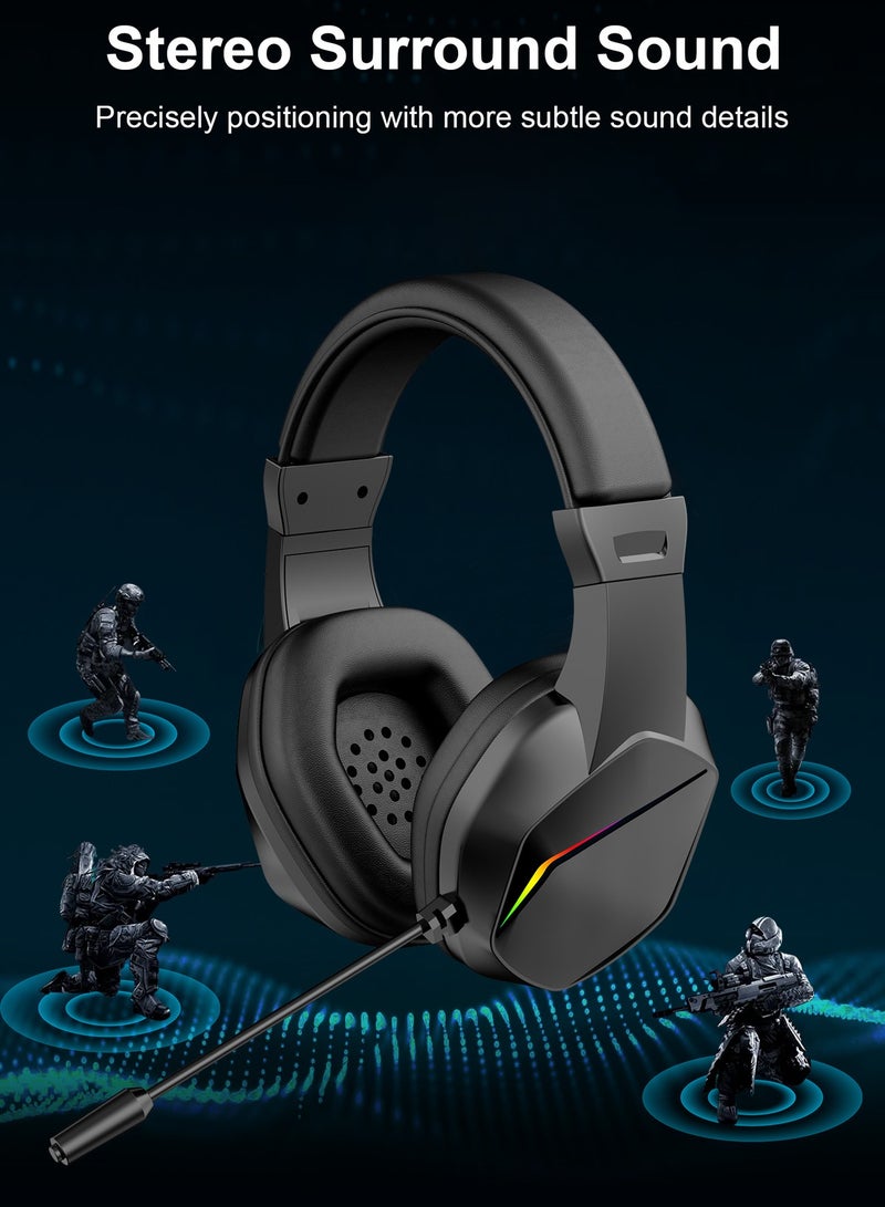 2.4GHz Wireless Gaming Headset Bluetooth 5.4 Gaming Headphones with Noise Canceling Mic, Stereo Sound for for PS5,PS4,Xbox,switch,PC,&mobile device W/3.5mm plug - Image 4