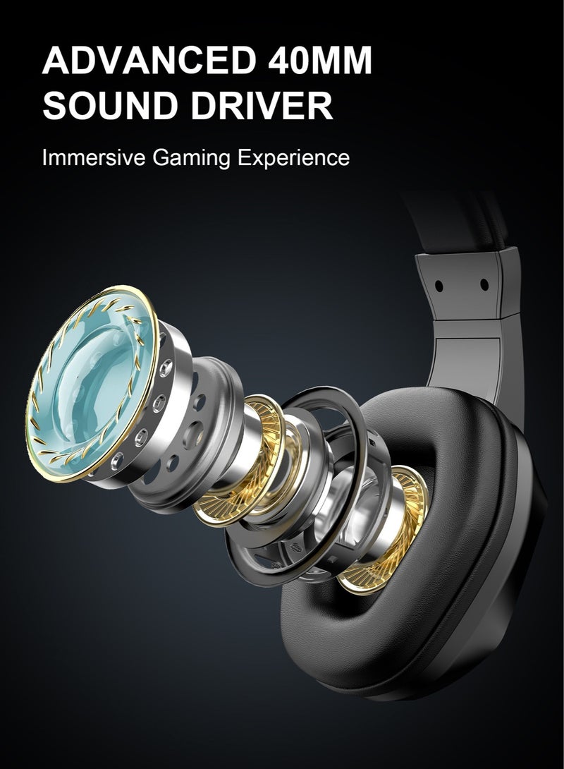 2.4GHz Wireless Gaming Headset Bluetooth 5.4 Gaming Headphones with Noise Canceling Mic, Stereo Sound for for PS5,PS4,Xbox,switch,PC,&mobile device W/3.5mm plug - Image 2