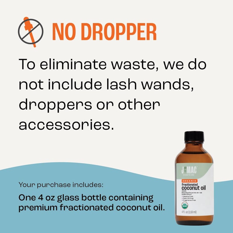 J MAC BOTANICALS organic Fractionated Coconut Oil (4 oz Glass Bottle) Organic Carrier Oil and moisturizer - Image 3