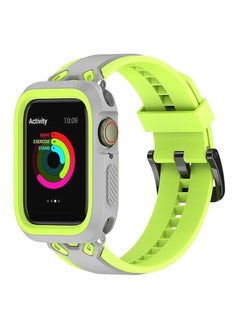 Soft Silicone Breathable Bracelet for Apple Watch Band with Case For Iwatch Series 7/45mm Accessories (lemon & Gray)