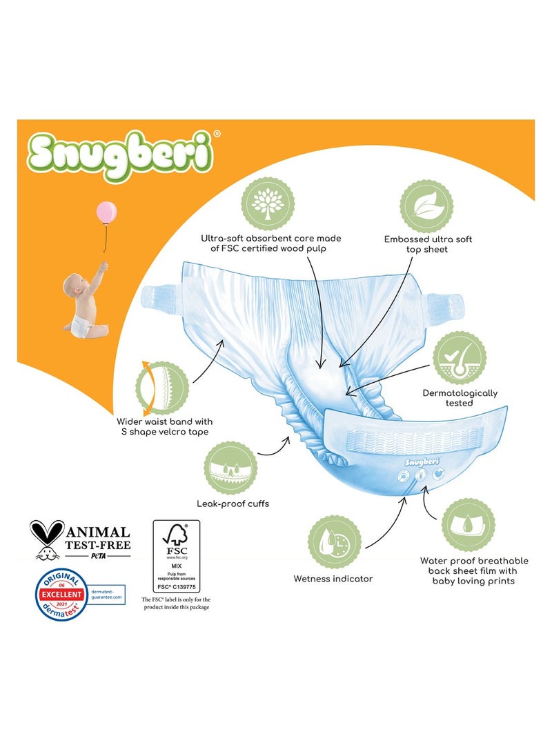 Snugberi - Premium Eco-Friendly Chlorine Free Feather Soft Printed Diapers Made Of Natural Wood Pulp With Wetness Indicator Size 1 New Born 2-5Kg - Mega Pack 80'S - Image 1