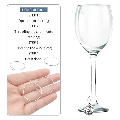 CNYMANY 17 pcs Wine Glass Charms, World Travel Themed Goblet Drink Markers Tags with Buckle Design for Wine Cocktail Champagne Tasting Party Favors Decoration Supplies Gifts - Image 5