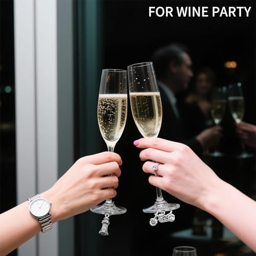 CNYMANY 17 pcs Wine Glass Charms, World Travel Themed Goblet Drink Markers Tags with Buckle Design for Wine Cocktail Champagne Tasting Party Favors Decoration Supplies Gifts - Image 3