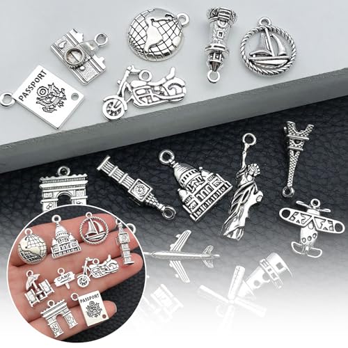 CNYMANY 17 pcs Wine Glass Charms, World Travel Themed Goblet Drink Markers Tags with Buckle Design for Wine Cocktail Champagne Tasting Party Favors Decoration Supplies Gifts - Image 4