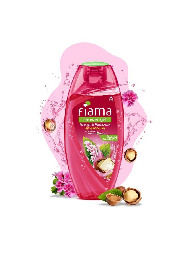 Fiama جل استحمام باتشولي و مكاديميا، غسول للجسم مع مرطبات للبشرة للحصول على بشرة ناعمة ومتألقة، زجاجة 250 مل، متعدد - Image 4