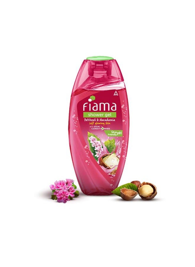 Fiama جل استحمام باتشولي و مكاديميا، غسول للجسم مع مرطبات للبشرة للحصول على بشرة ناعمة ومتألقة، زجاجة 250 مل، متعدد - Image 1
