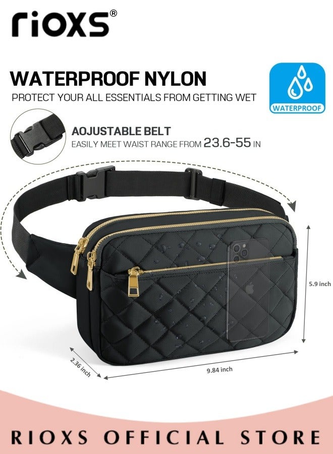 RIOXS Casual Large Capacity Waist Pack Multi-functional Sports Mobile Phone Bag for Men and Women Lightweight Waterproof Daypack with Multi Pockets for Travel Hiking - Image 4