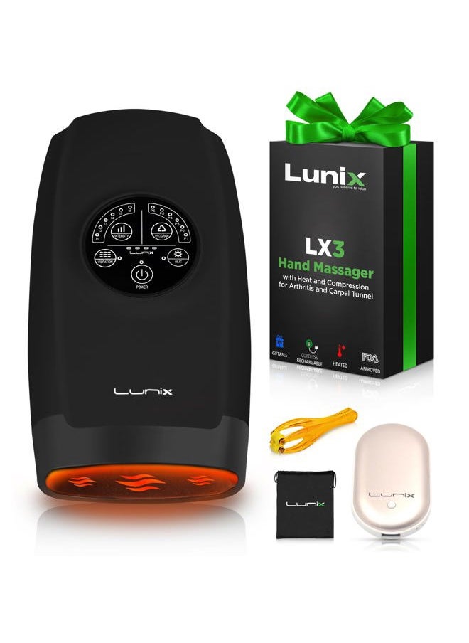 Lunix - LX3 Cordless Electric Hand Massager with Compression, 6 Levels Pressure Point Therapy for Arthritis, Pain Relief, Carpal Tunnel, and Finger Numbness, Shiatsu Massage Machine with Heat - Image 1