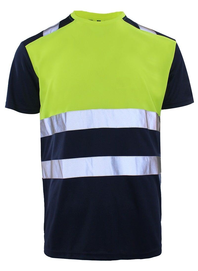 Zuolaya - Safety Shirts for Men Reflective High Visibility Quick Dry Short Sleeve Construction Work T Shirts Green/Black - Image 1