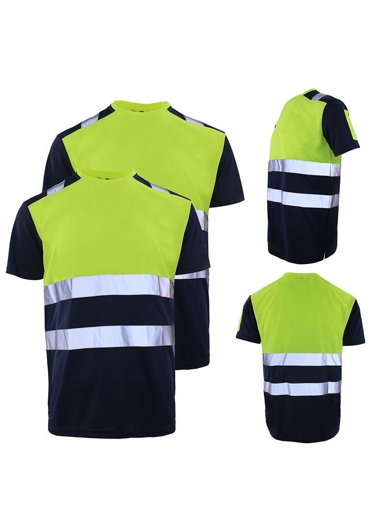 Zuolaya - Safety Shirts for Men Reflective High Visibility Quick Dry Short Sleeve Construction Work T Shirts Green/Black - Image 1