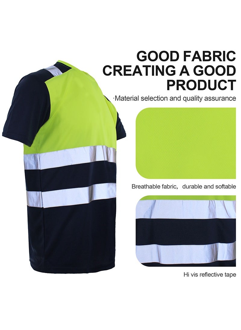 Zuolaya - Safety Shirts for Men Reflective High Visibility Quick Dry Short Sleeve Construction Work T Shirts Green/Black - Image 1