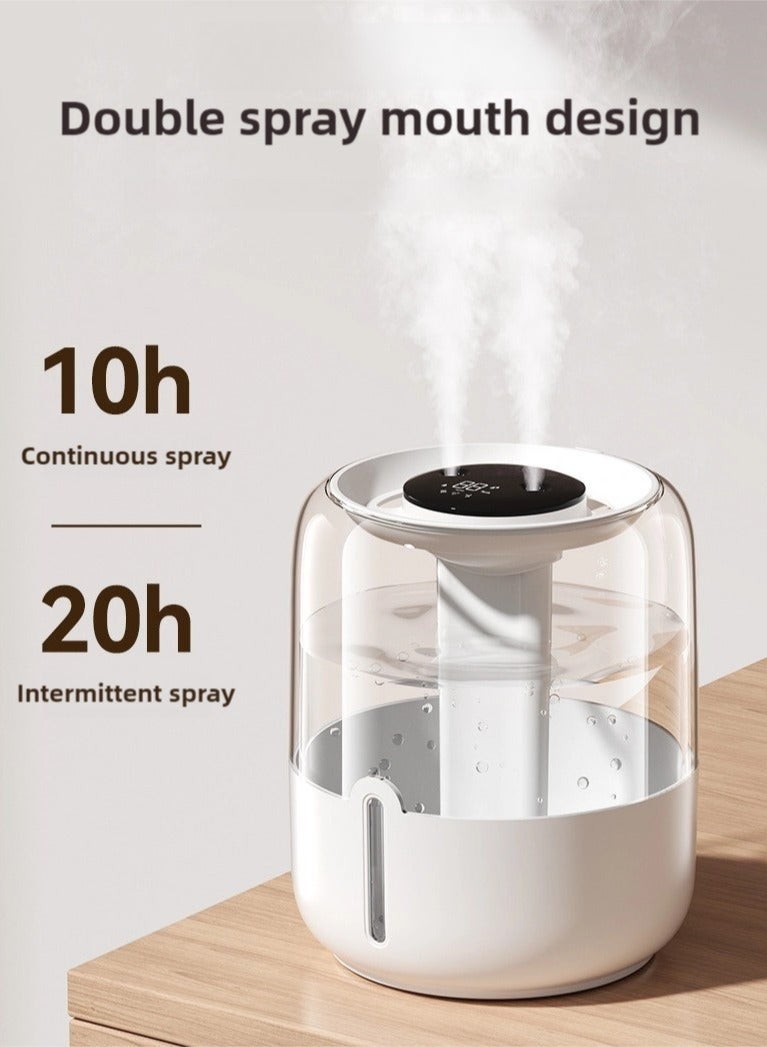 كيلا مرطب هواء سعة 4 لتر مع ضوء وشاشة عرض للرطوبة، مرطب ومنقي هواء مع فوهتين ووظيفة الإضاءة الليلية، 20 ساعة، هادئ (أبيض) - Image 2