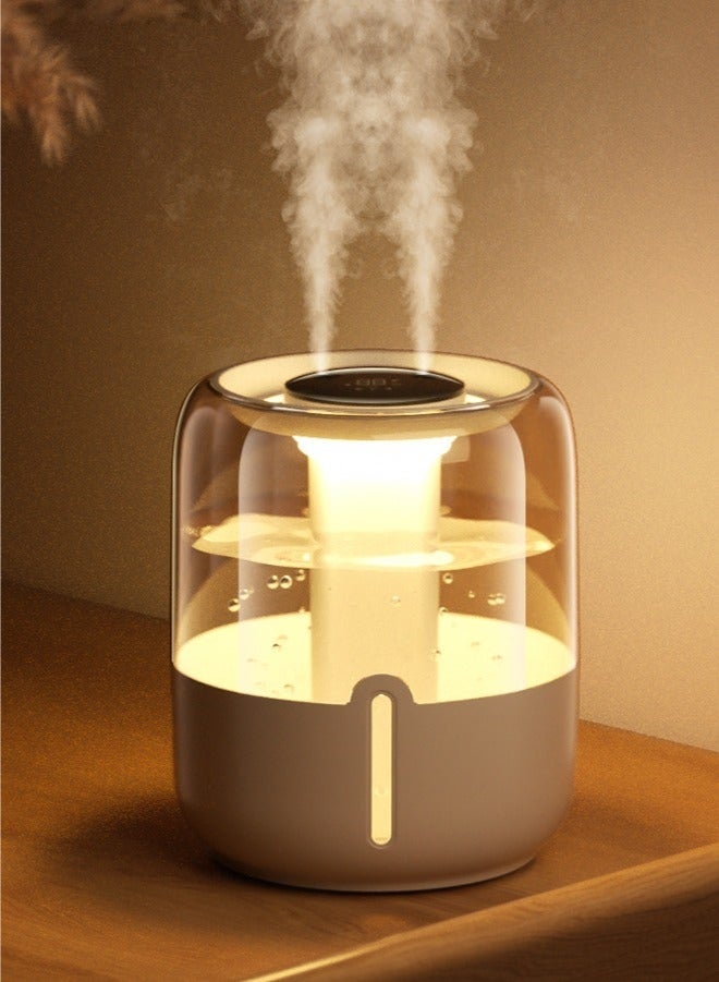 كيلا مرطب هواء سعة 4 لتر مع ضوء وشاشة عرض للرطوبة، مرطب ومنقي هواء مع فوهتين ووظيفة الإضاءة الليلية، 20 ساعة، هادئ (أبيض) - Image 1