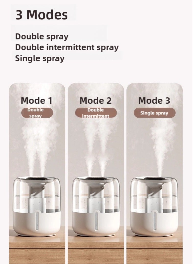 كيلا مرطب هواء سعة 4 لتر مع ضوء وشاشة عرض للرطوبة، مرطب ومنقي هواء مع فوهتين ووظيفة الإضاءة الليلية، 20 ساعة، هادئ (أبيض) - Image 3