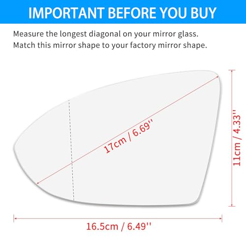 TOP-VIGOR TOPVIGOR 1Pack Driver Side Mirror Compatible with Volkswagen VW Golf MK7 20152021 Heated Left - Image 3