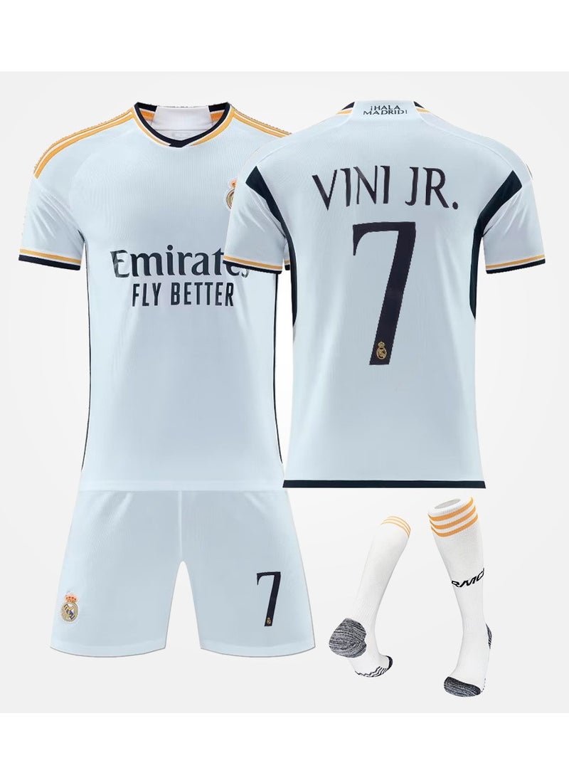 M MIAOYAN Vinicius Real Madrid FC Children's Football Jersey Set  - Image 1