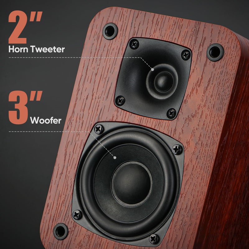 Saiyin Bluetooth Bookshelf Speakers for Record Player,Active Speakers with 3 Inch Woofer, Powered Speakers with Optical/AUX/TV-ARC Input for Turntable, PC and TV - Image 5