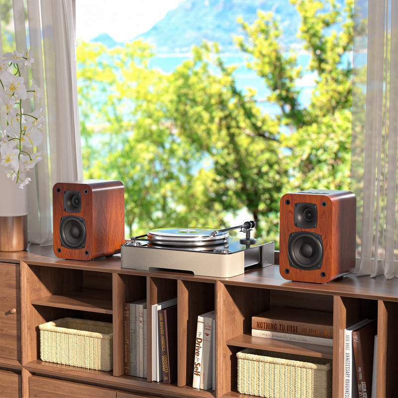 Saiyin Bluetooth Bookshelf Speakers for Record Player,Active Speakers with 3 Inch Woofer, Powered Speakers with Optical/AUX/TV-ARC Input for Turntable, PC and TV - Image 4