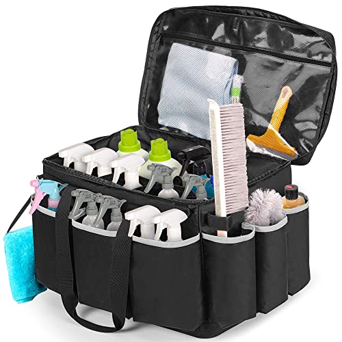 HODRANT Extra-Large Cleaning Caddy with EVA Hard Bottom, High Capacity Cleaning Supplies Organizer for Housekeeping & Home Work, Car Detailing Tools Tote Bag with Shoulder Strap, Patent Design - Image 1