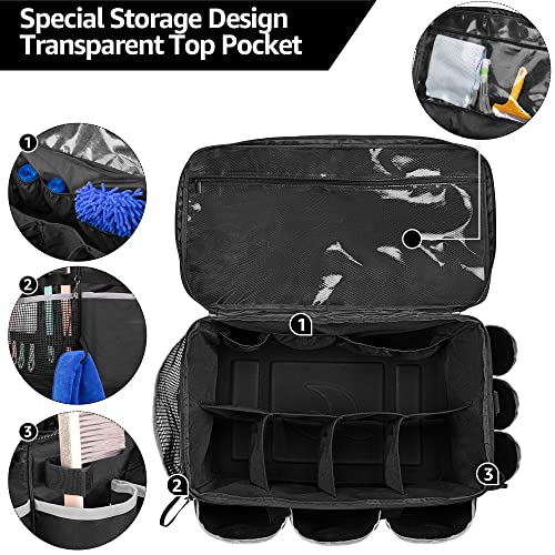 HODRANT Extra-Large Cleaning Caddy with EVA Hard Bottom, High Capacity Cleaning Supplies Organizer for Housekeeping & Home Work, Car Detailing Tools Tote Bag with Shoulder Strap, Patent Design - Image 2