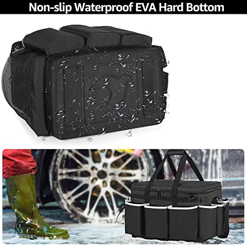 HODRANT Extra-Large Cleaning Caddy with EVA Hard Bottom, High Capacity Cleaning Supplies Organizer for Housekeeping & Home Work, Car Detailing Tools Tote Bag with Shoulder Strap, Patent Design - Image 3