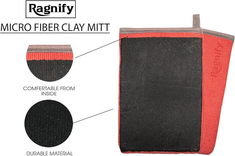 Ragnify Pack of 2 Clay Mitt Auto Detailing Medium Grade Clay Bar Alternative Mitt for Flawless Removal of Surface Bonded Micro Contaminant (Red) - Image 2