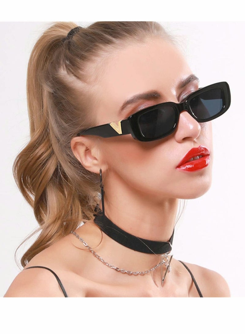 نظارات شمسية ريترو مستطيلة للنساء والرجال خمر نظارات شمسية مربعة صغيرة حماية Glasse UV400 90 بإطار ضيق أنيق - Image 2