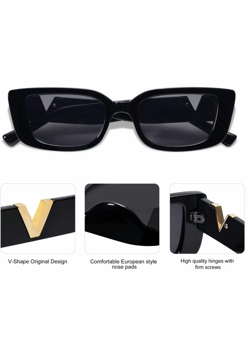 نظارات شمسية ريترو مستطيلة للنساء والرجال خمر نظارات شمسية مربعة صغيرة حماية Glasse UV400 90 بإطار ضيق أنيق - Image 4