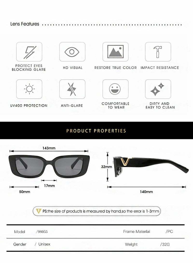 نظارات شمسية ريترو مستطيلة للنساء والرجال خمر نظارات شمسية مربعة صغيرة حماية Glasse UV400 90 بإطار ضيق أنيق - Image 5