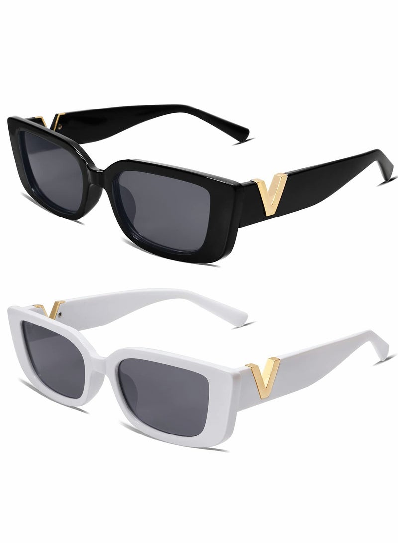 نظارات شمسية ريترو مستطيلة للنساء والرجال خمر نظارات شمسية مربعة صغيرة حماية Glasse UV400 90 بإطار ضيق أنيق - Image 1