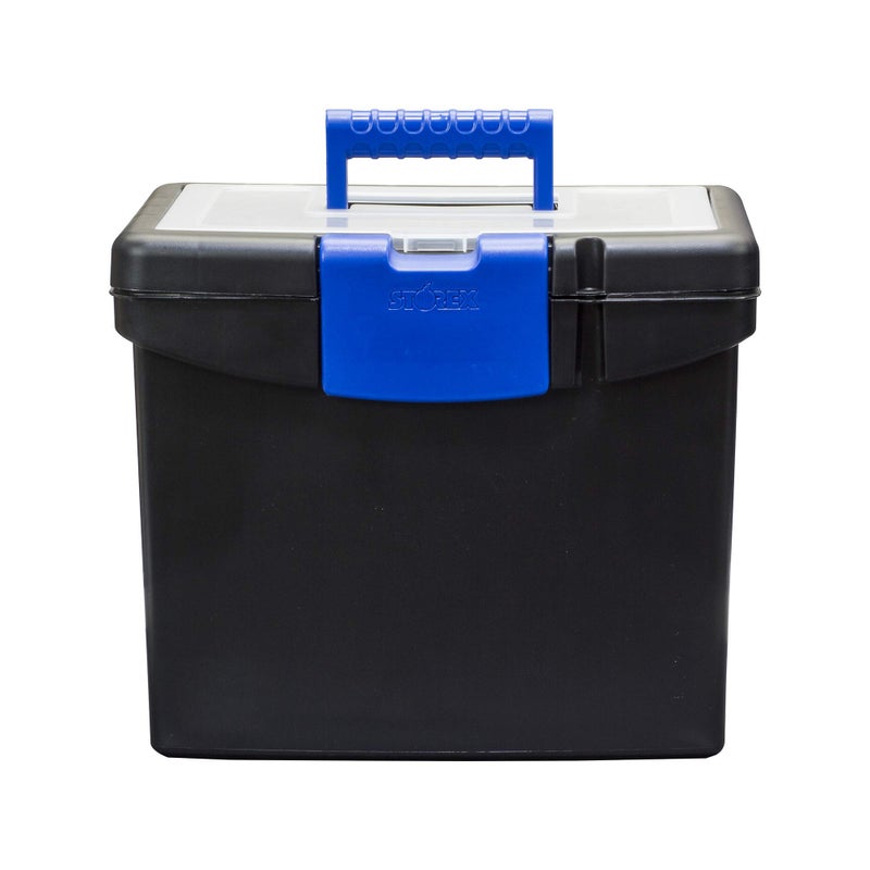 Storex File Storage Box with XL Storage Lid, Black/Blue, 2-Pack (61415C02C) - Image 4