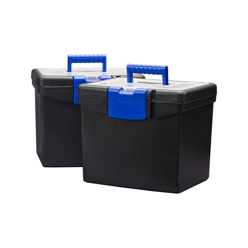 Storex File Storage Box with XL Storage Lid, Black/Blue, 2-Pack (61415C02C) - Image 1