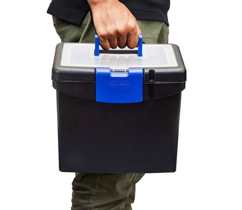 Storex File Storage Box with XL Storage Lid, Black/Blue, 2-Pack (61415C02C) - Image 5