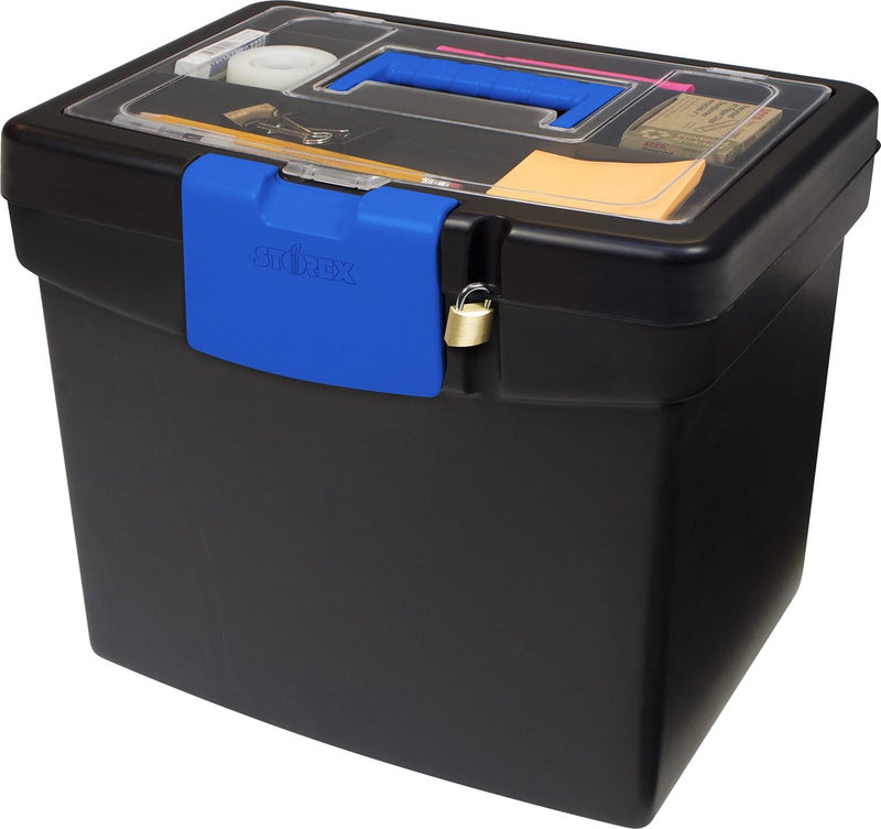 Storex File Storage Box with XL Storage Lid, Black/Blue, 2-Pack (61415C02C) - Image 2