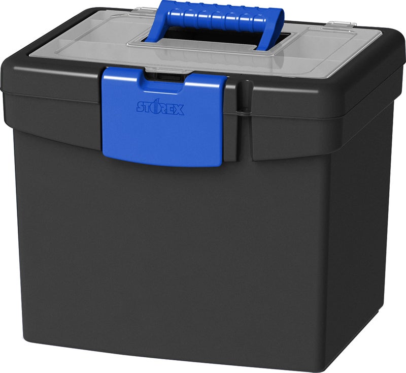 Storex File Storage Box with XL Storage Lid, Black/Blue, 2-Pack (61415C02C) - Image 3