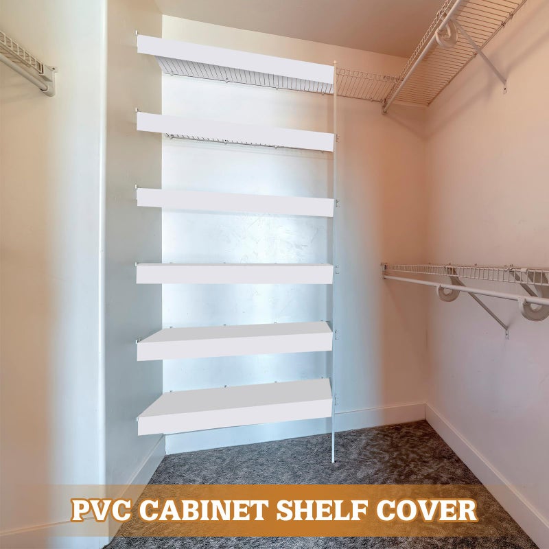 Hoolerry 5 Pcs Wire Shelf Covers Foamed PVC Wire Rack Covers for Removable Closet (Not Wood) Pantry Shelves for Cabinet Bathroom Kitchen Shelving Decoration(White,36x16inch) - Image 4